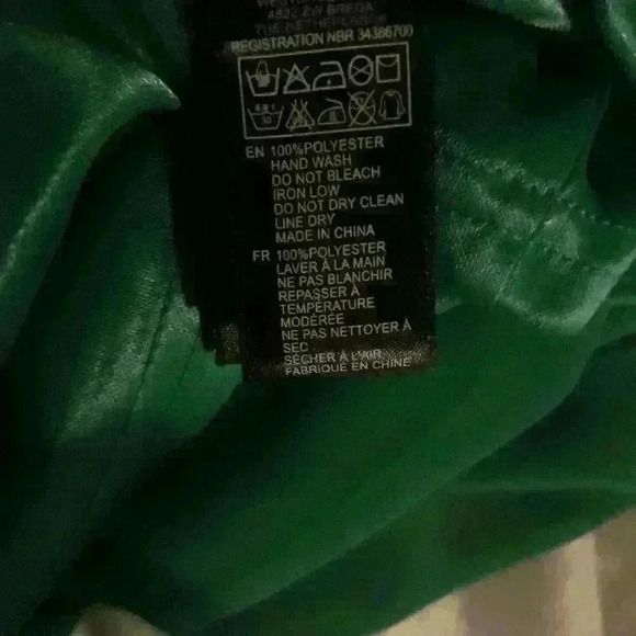 Forever 21 mini day 2 nite poly blend trendy green bell long sleeve dress L - Picture 6 of 7